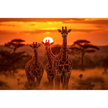 Giraffe Sunset Canvas